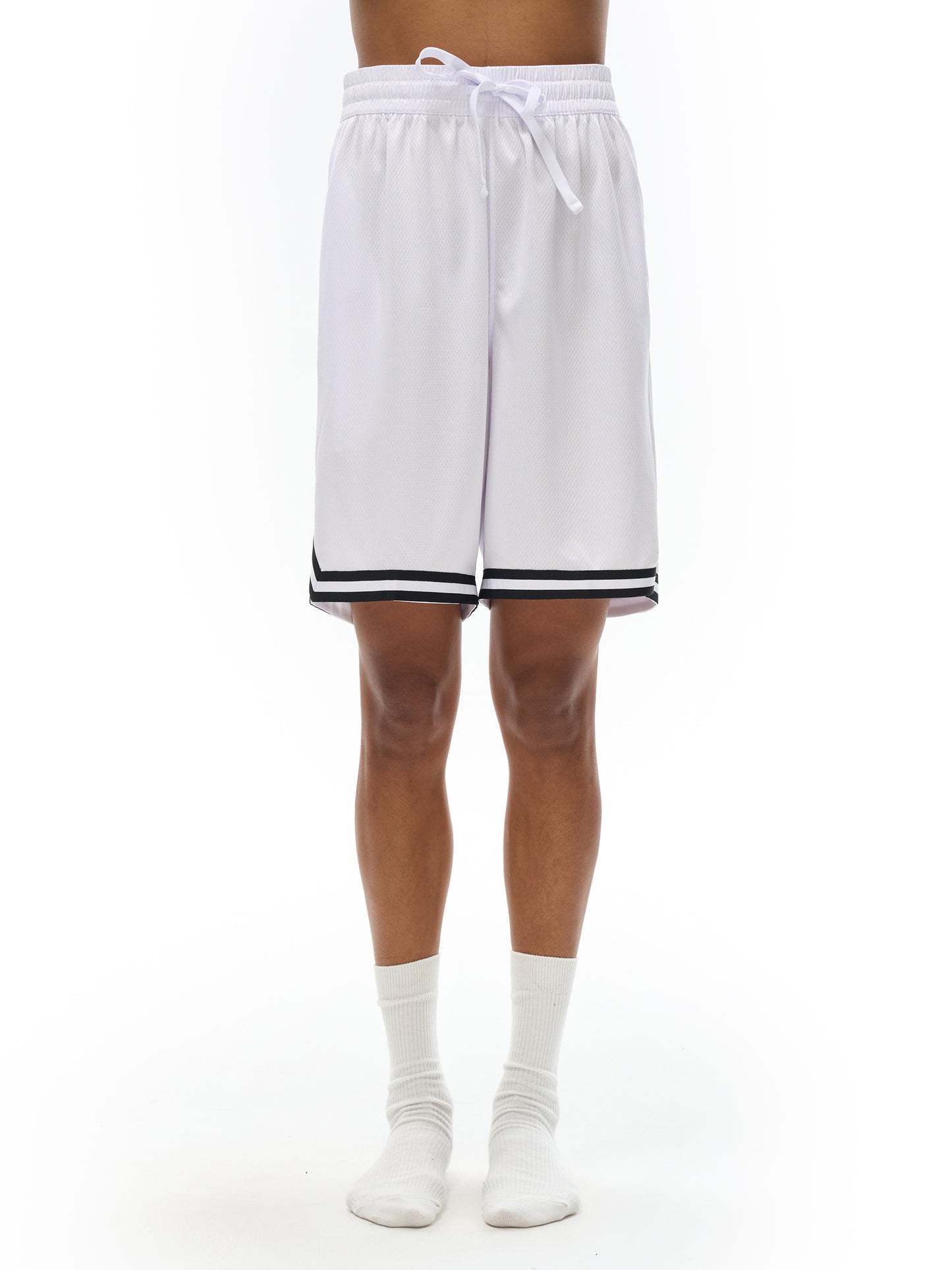 White Mesh Athletic Shorts