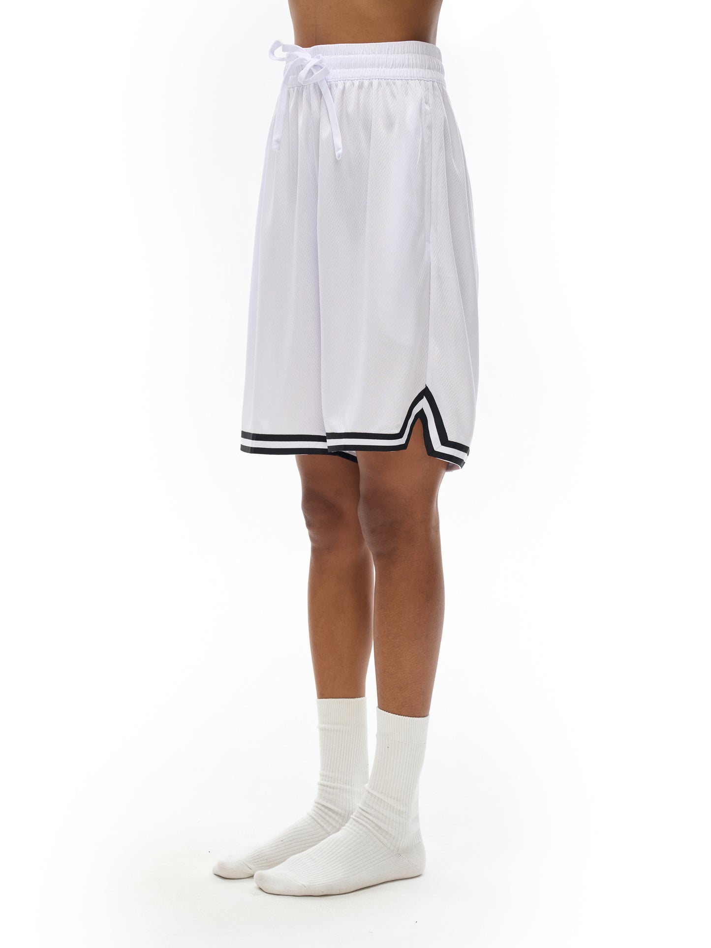 White Mesh Athletic Shorts